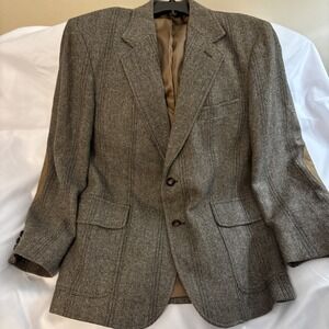 Pendleton Mens Gray Herringbone 100% Virgin Wool Single Breasted Blazer Size 42